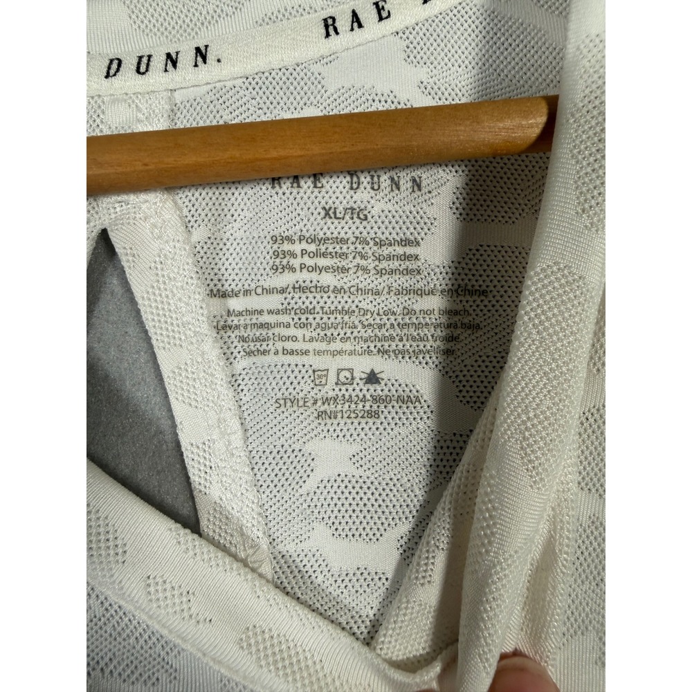 Rae Dunn Namaste White Leopard Print Open Back Long Sleeve Yoga Top XL - Picture 3 of 4